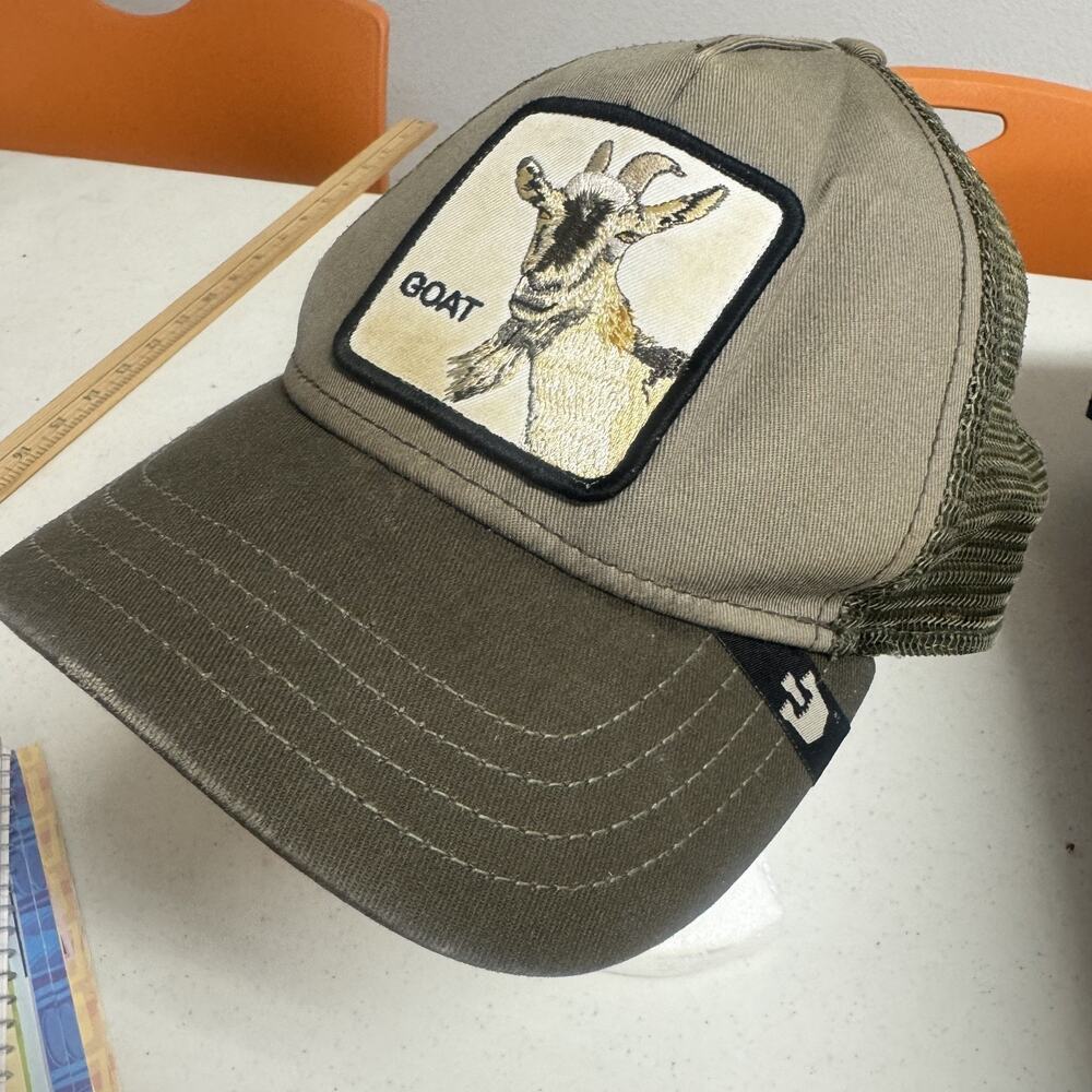 Goorin Bros GOAT Brown Trucker Hat Cap Mesh Snapback Olive baseball farm